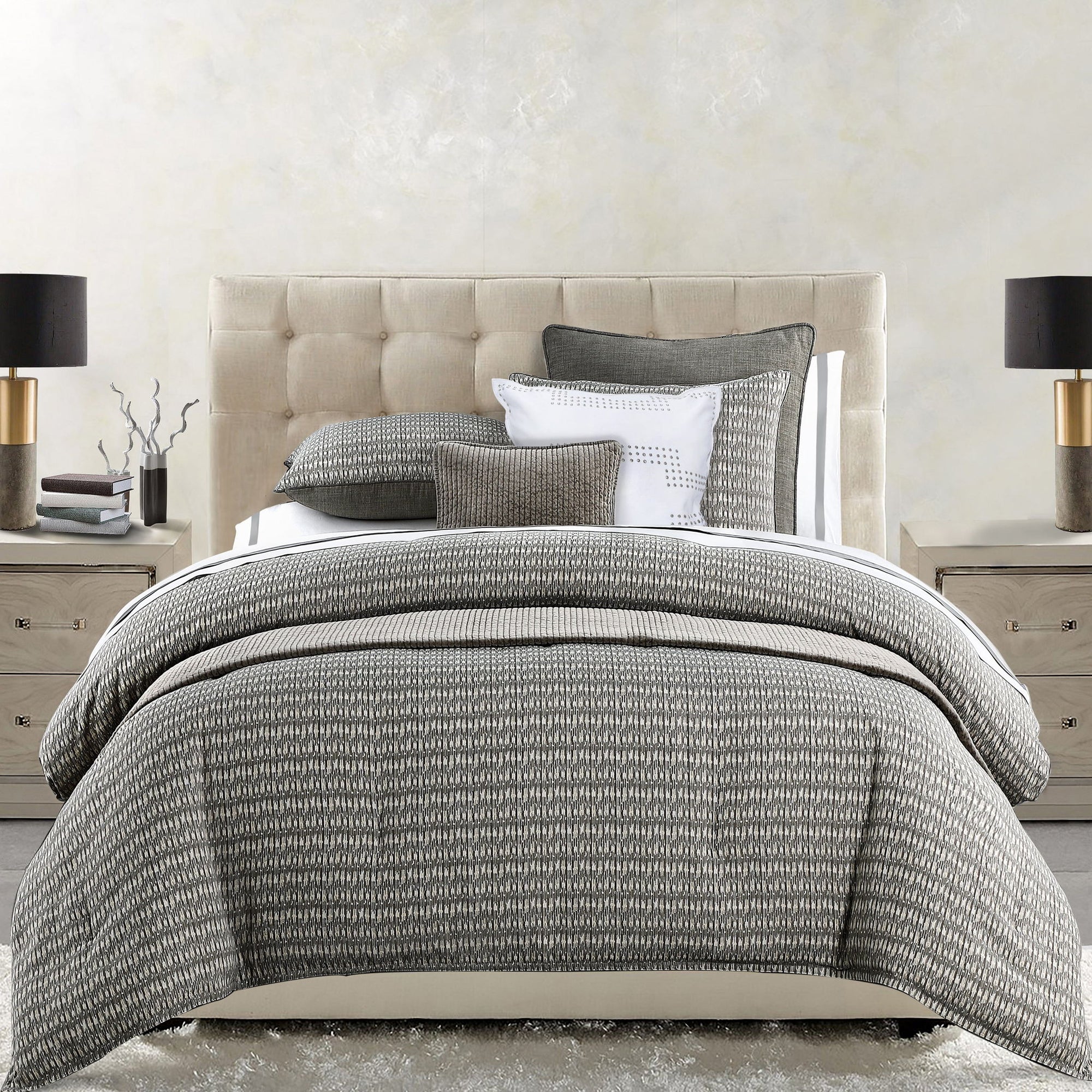 Fenton - Queen Comforter Set (Set of 3) - Taupe / Gray / Cream