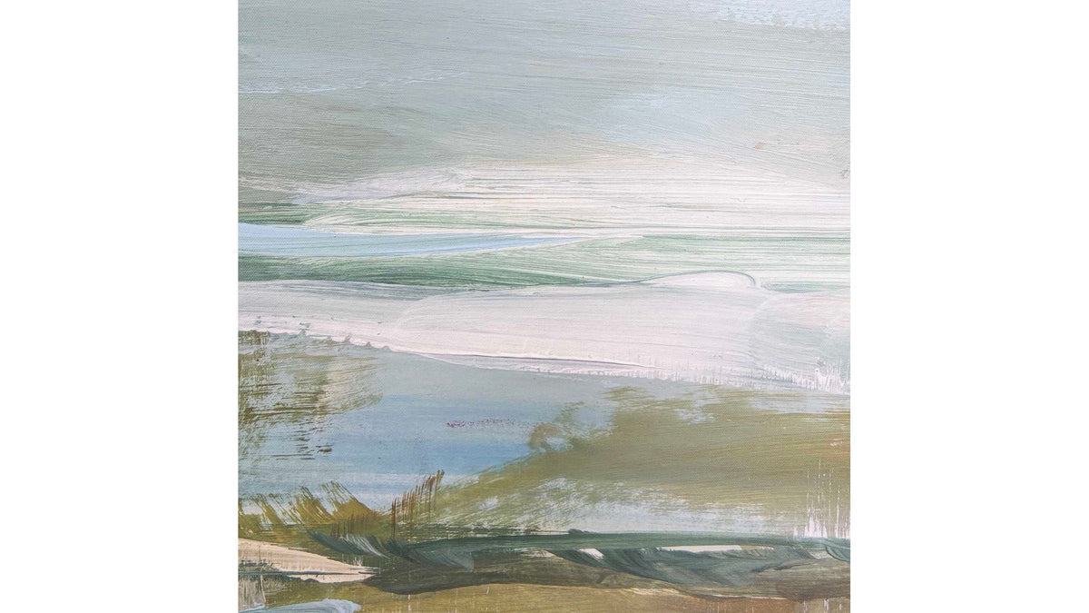 Lush Valley - Framed Canvas - Light Blue