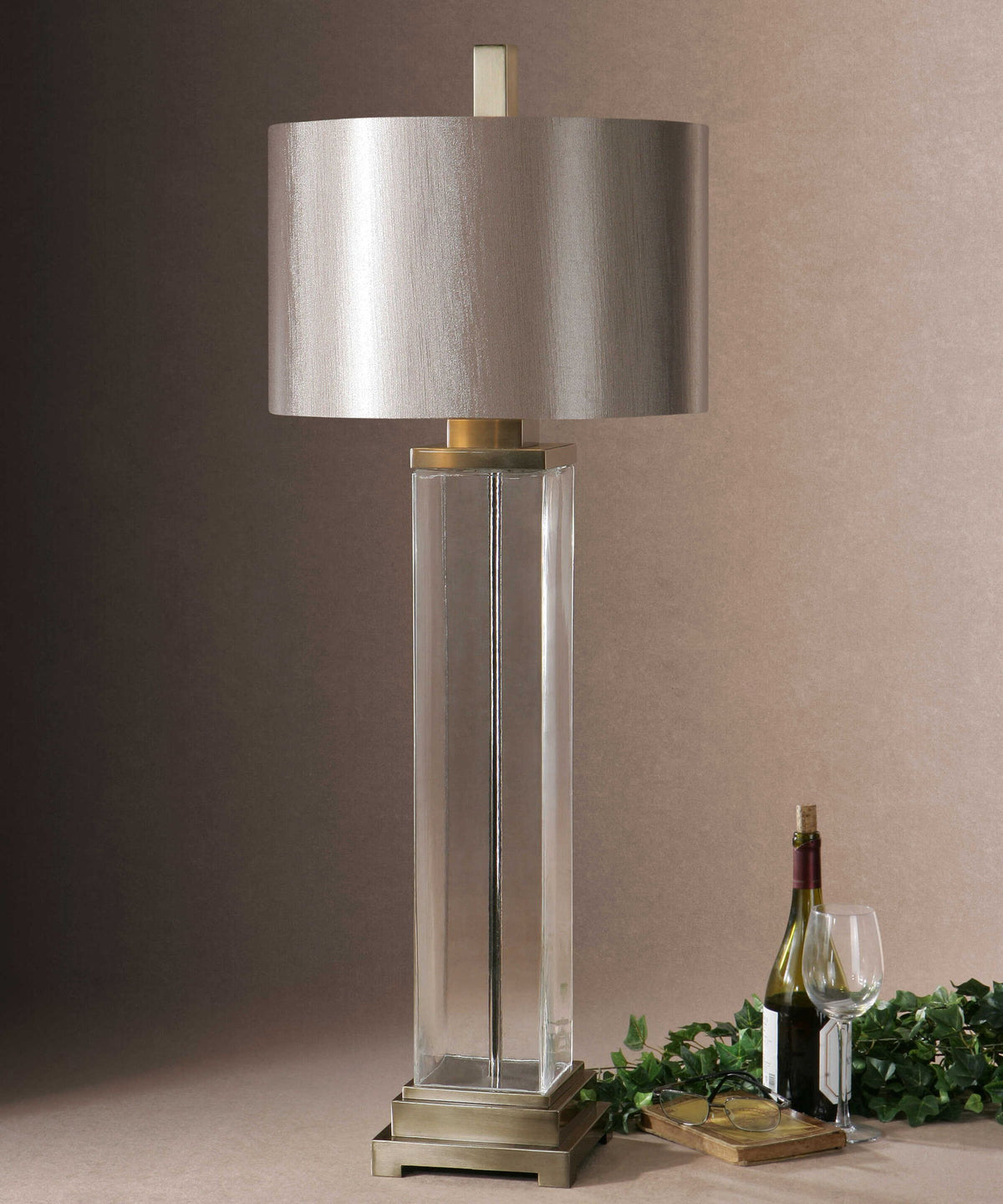 Drustan - Clear Glass Table Lamp - Silver