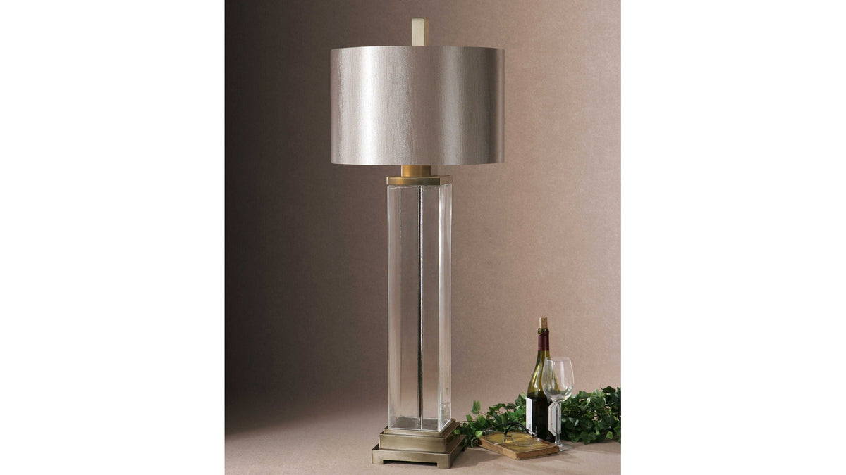 Drustan - Clear Glass Table Lamp - Silver
