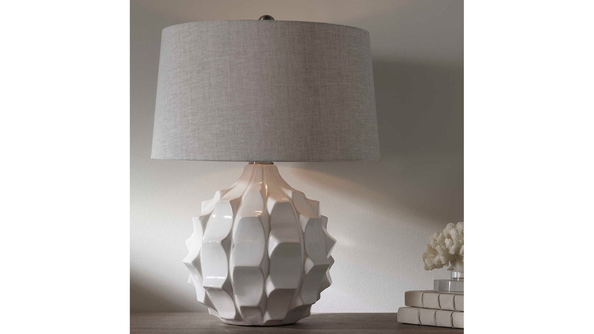 Guerina - Scalloped Lamp - White