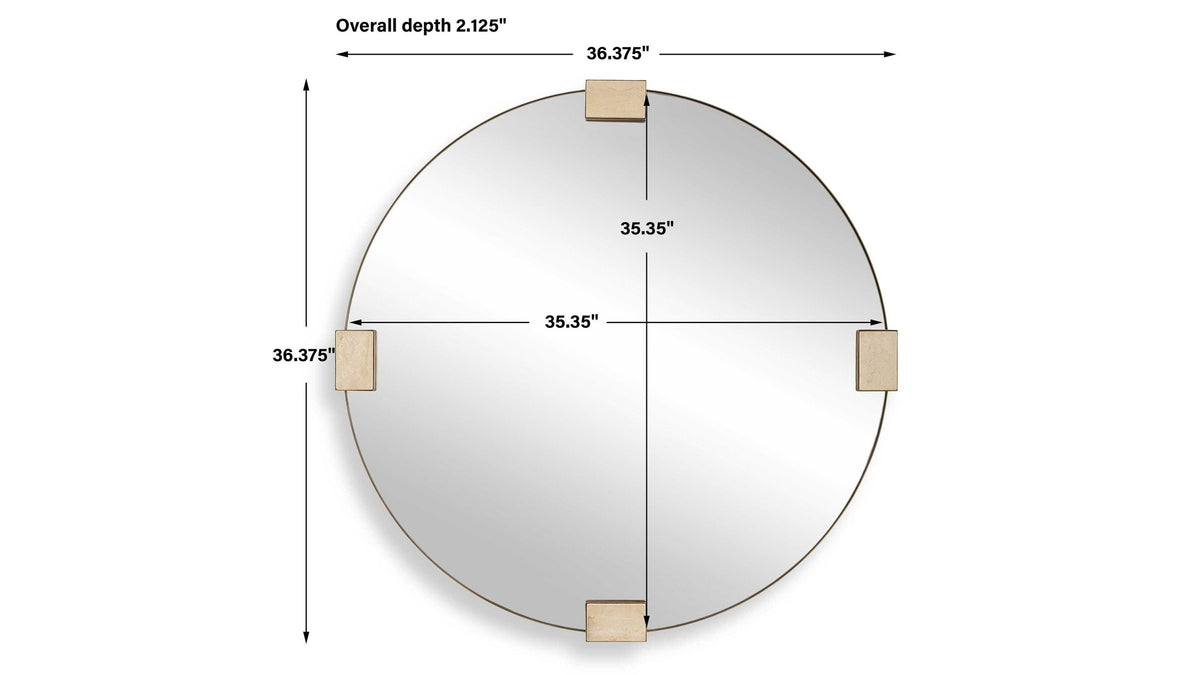 Russo - Travertine Round Mirror - Bronze / Brown / Gold