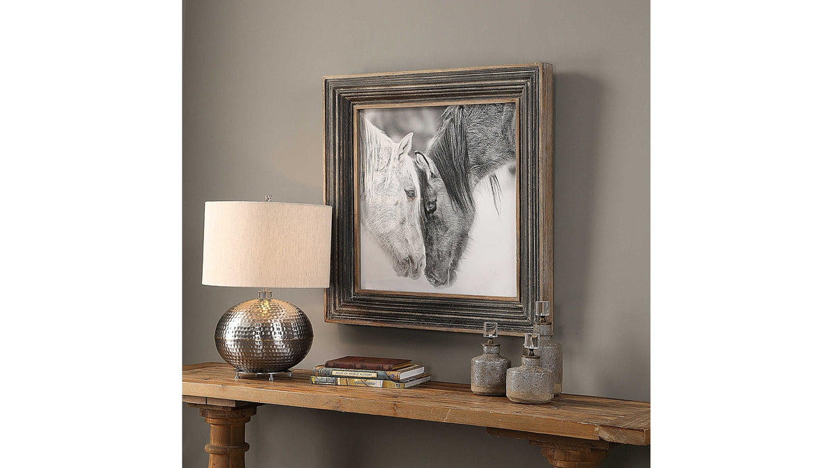 Custom Black And White Horses - Print - Dark Brown