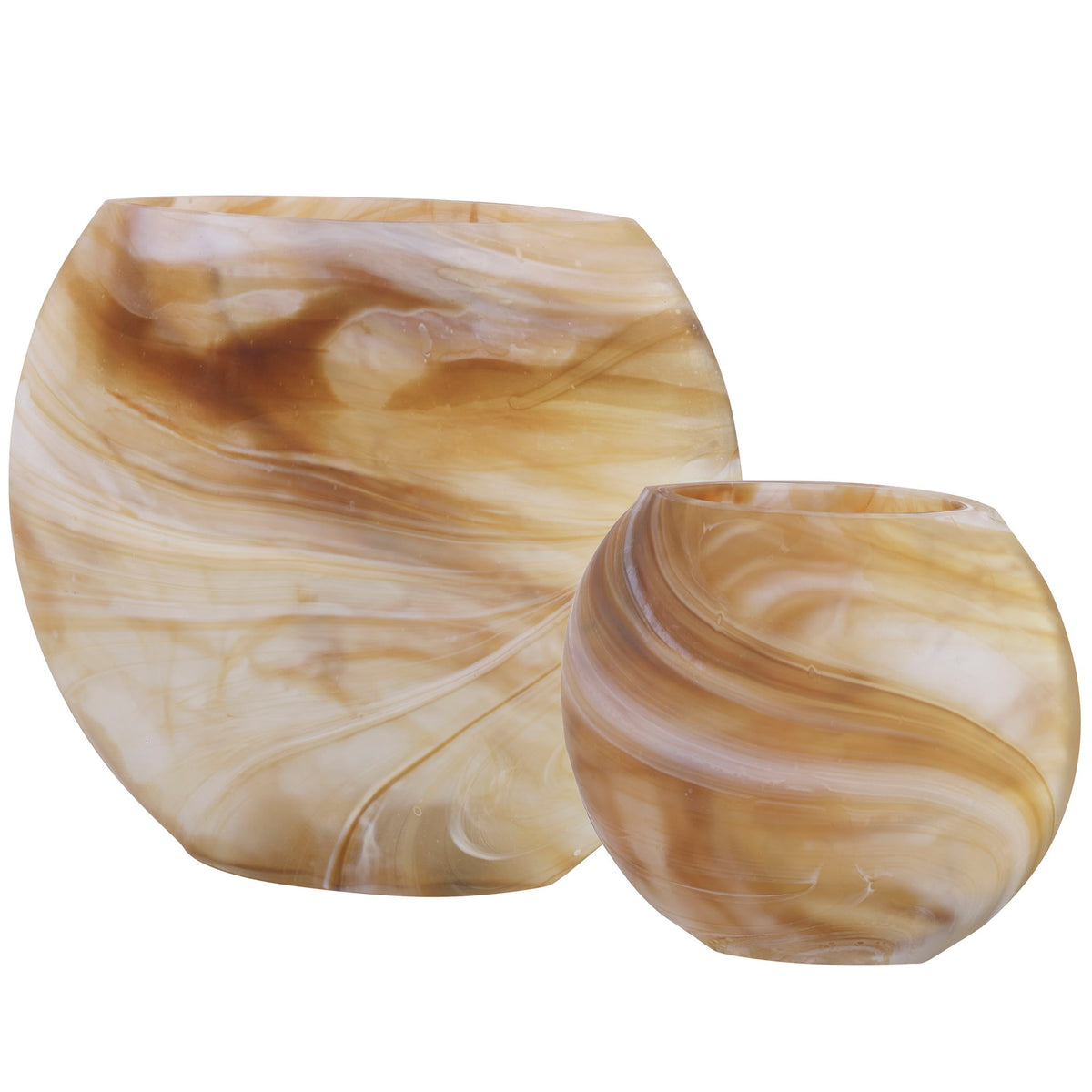 Fusion - Swirled Caramel &amp; Ivory Vases (Set of 2)