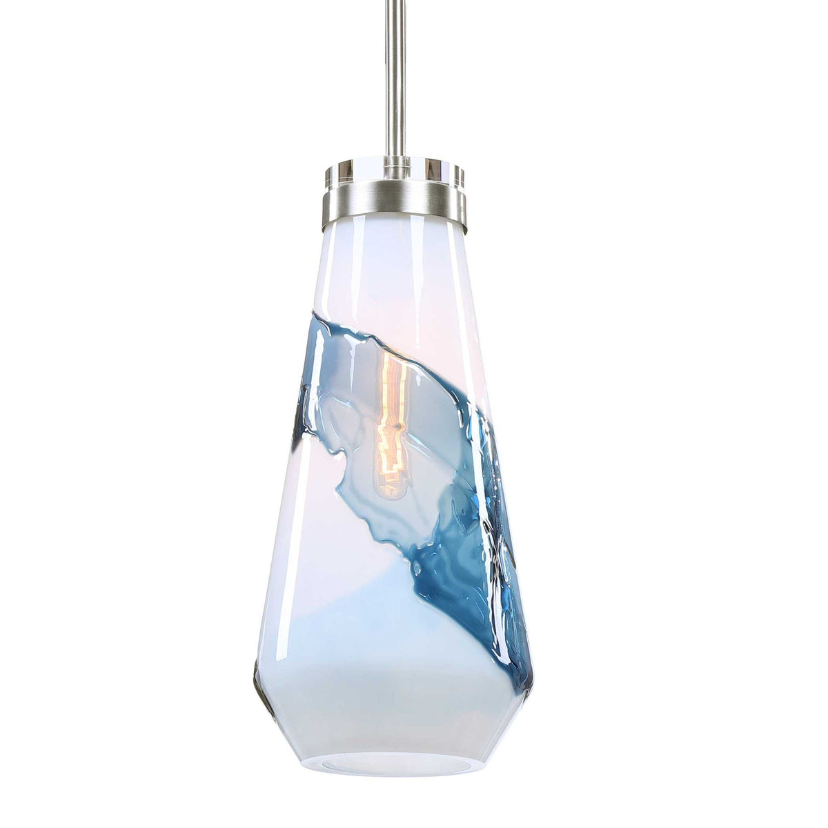 Windswept - 1 Light Mini Pendant - Blue &amp; White