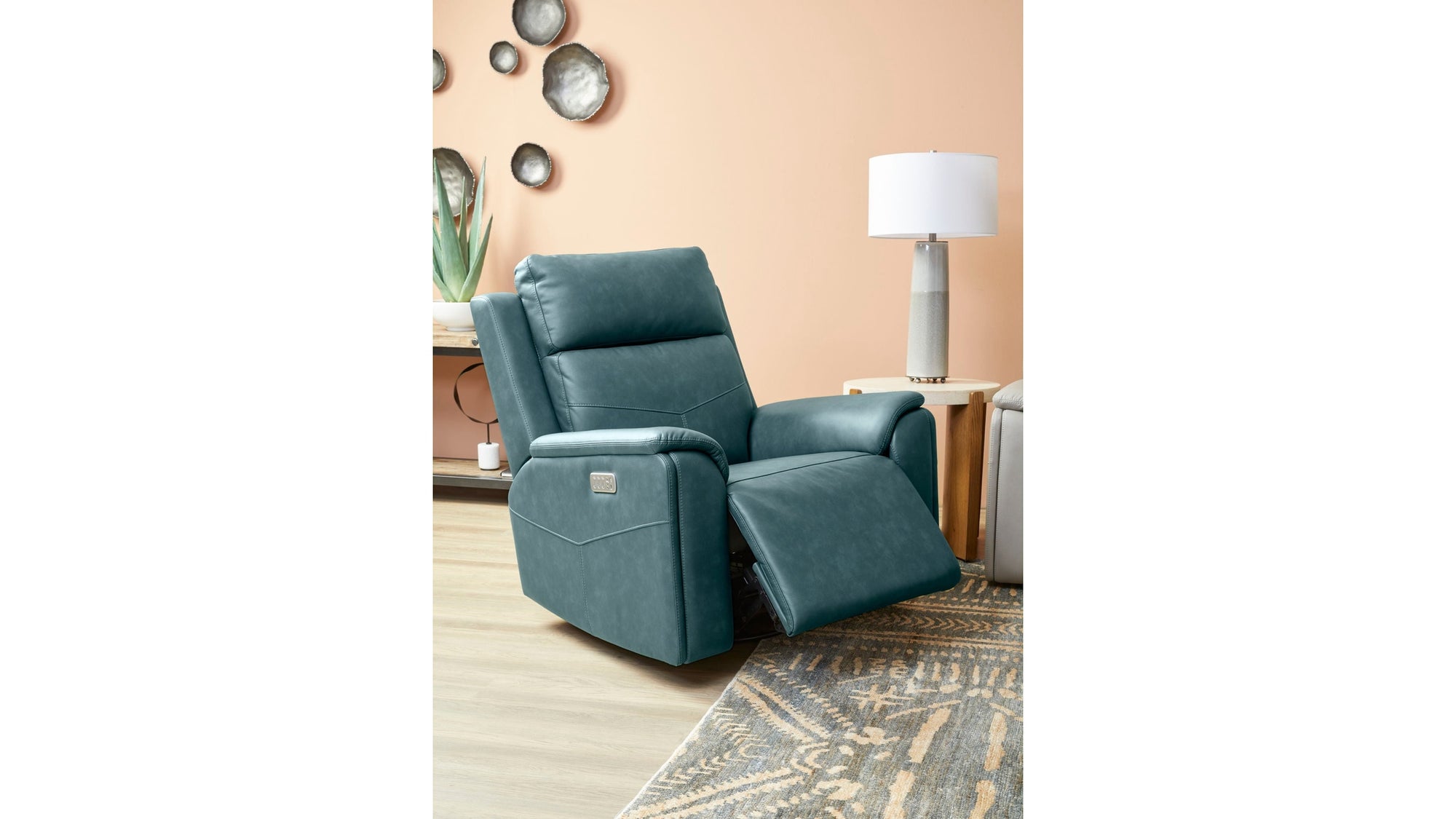 Vernon - Power Swivel Gliding Recliner With Power Headrest, Lumbar, Heat &amp; Massage