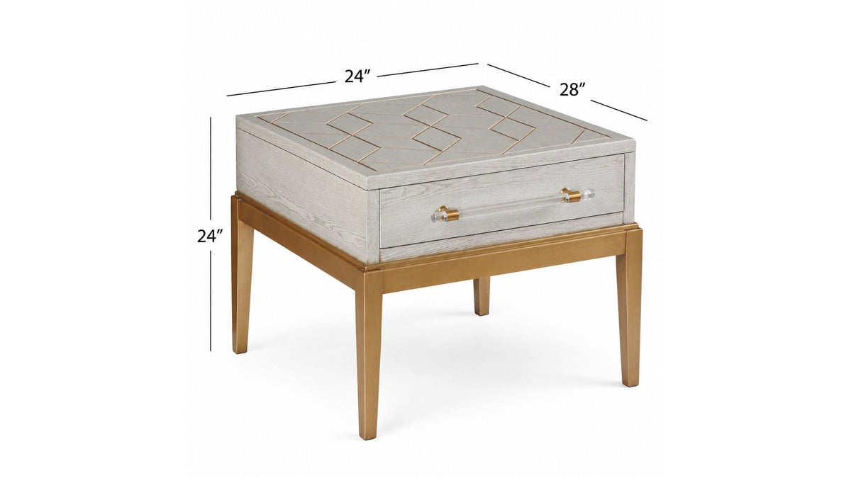 Perrine - Rectangle End Table - Silver / Gold