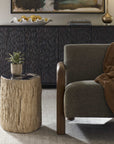 Arco - Petrified Wood Top Accent Table - Black / White
