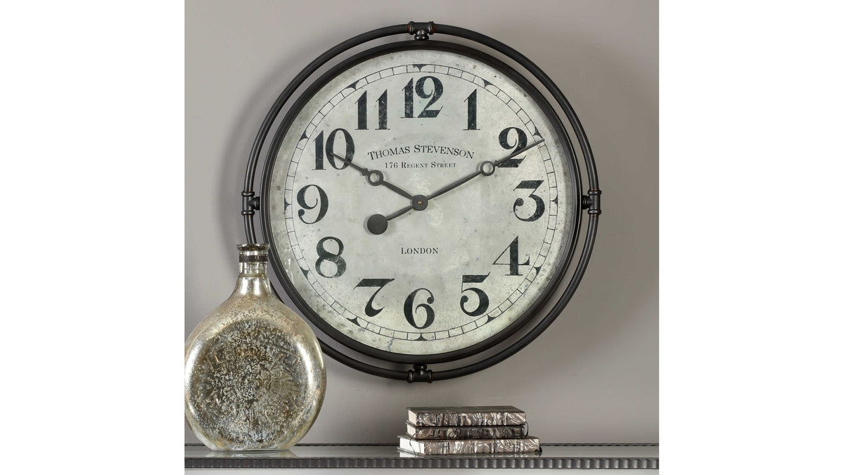 Nakul - Industrial Wall Clock - Silver