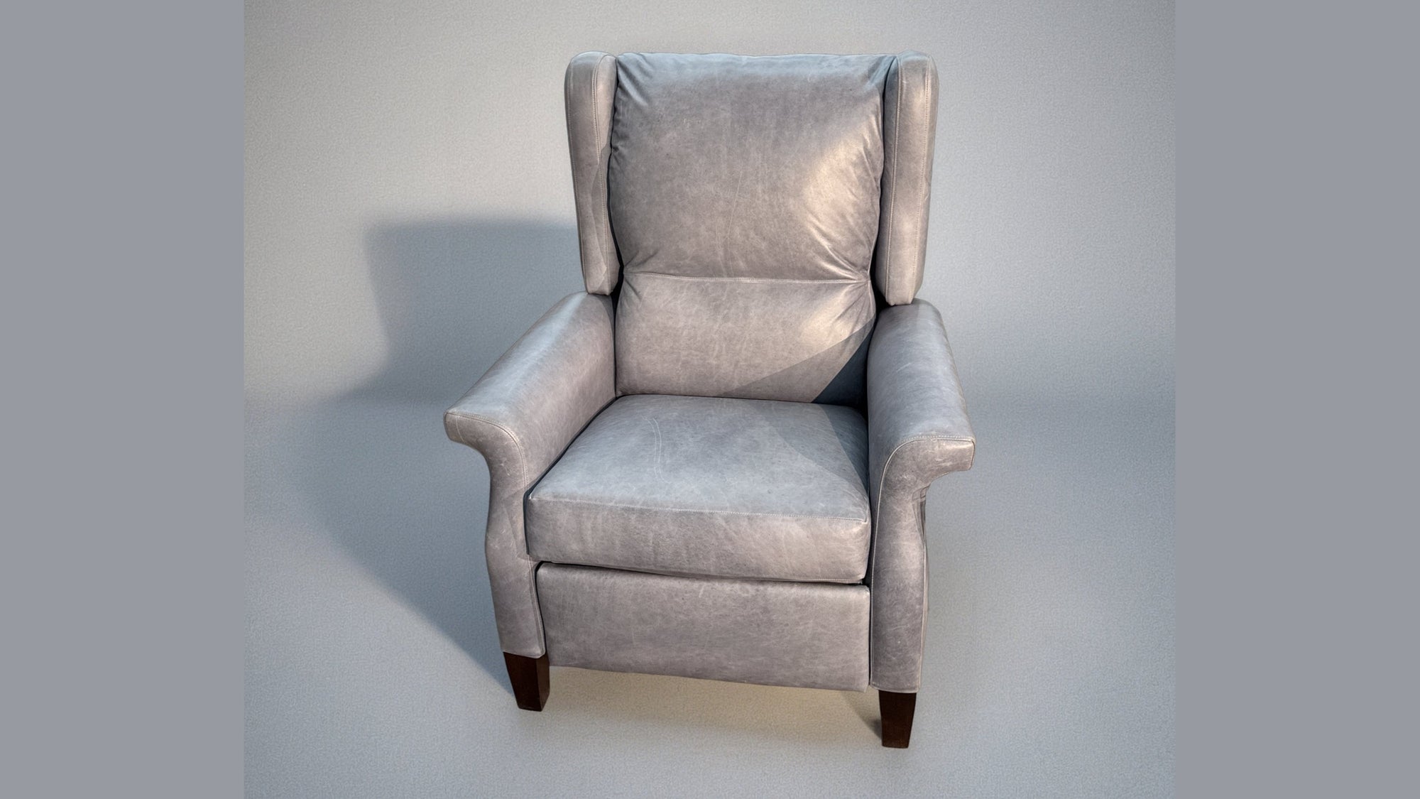 Final Closeout: Bespoke Blue-Grey Leather Recliner