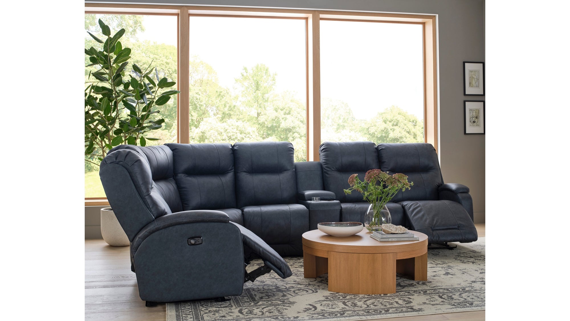Maverly Reclining Sectional Heavily Cushioned Modular Comfort Sofa with Power Options