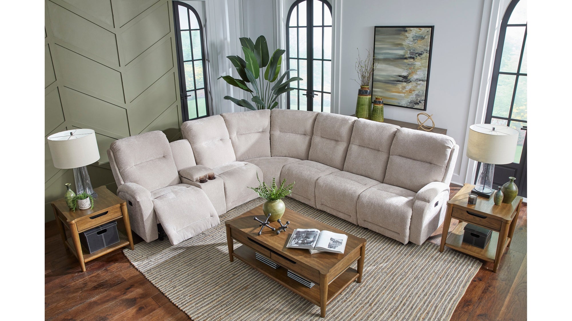 Maverly Reclining Sectional Heavily Cushioned Modular Comfort Sofa with Power Options