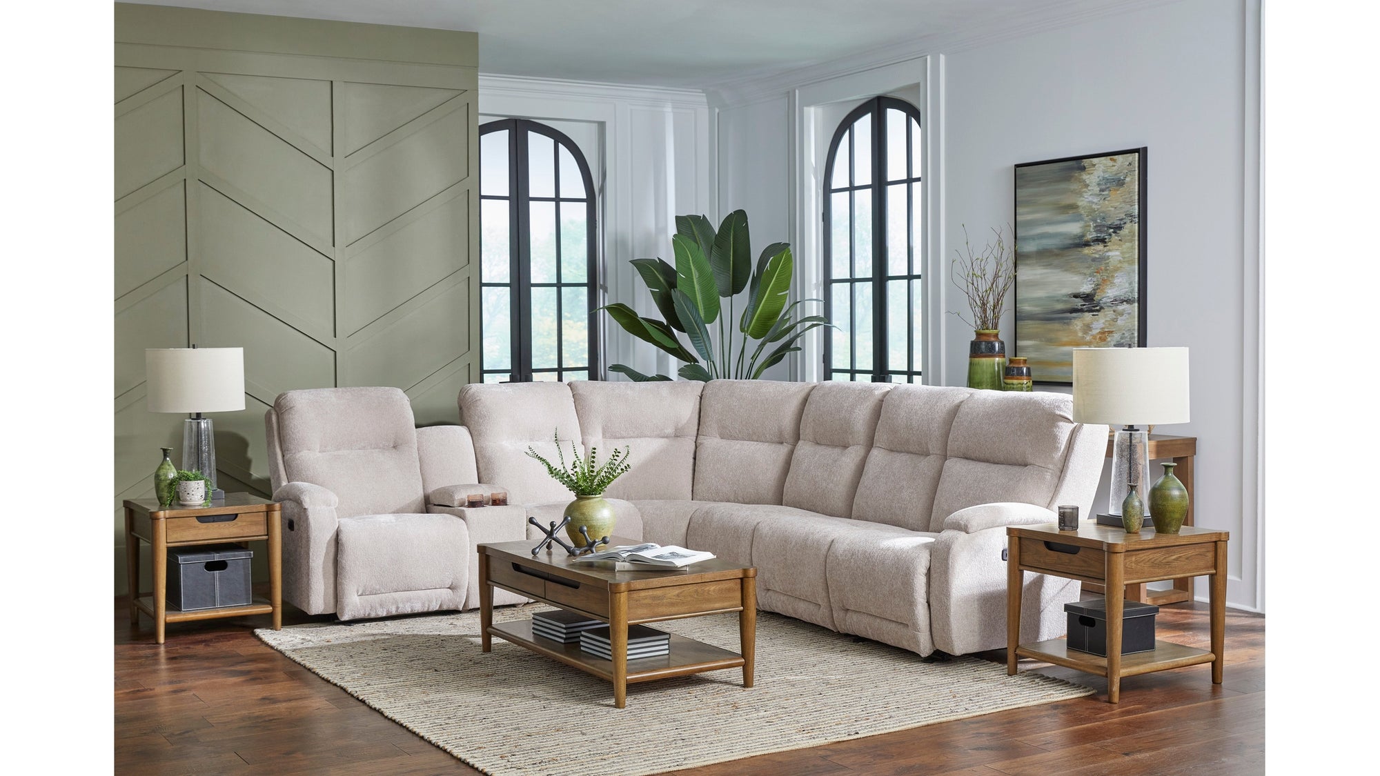 Maverly Reclining Sectional Heavily Cushioned Modular Comfort Sofa with Power Options
