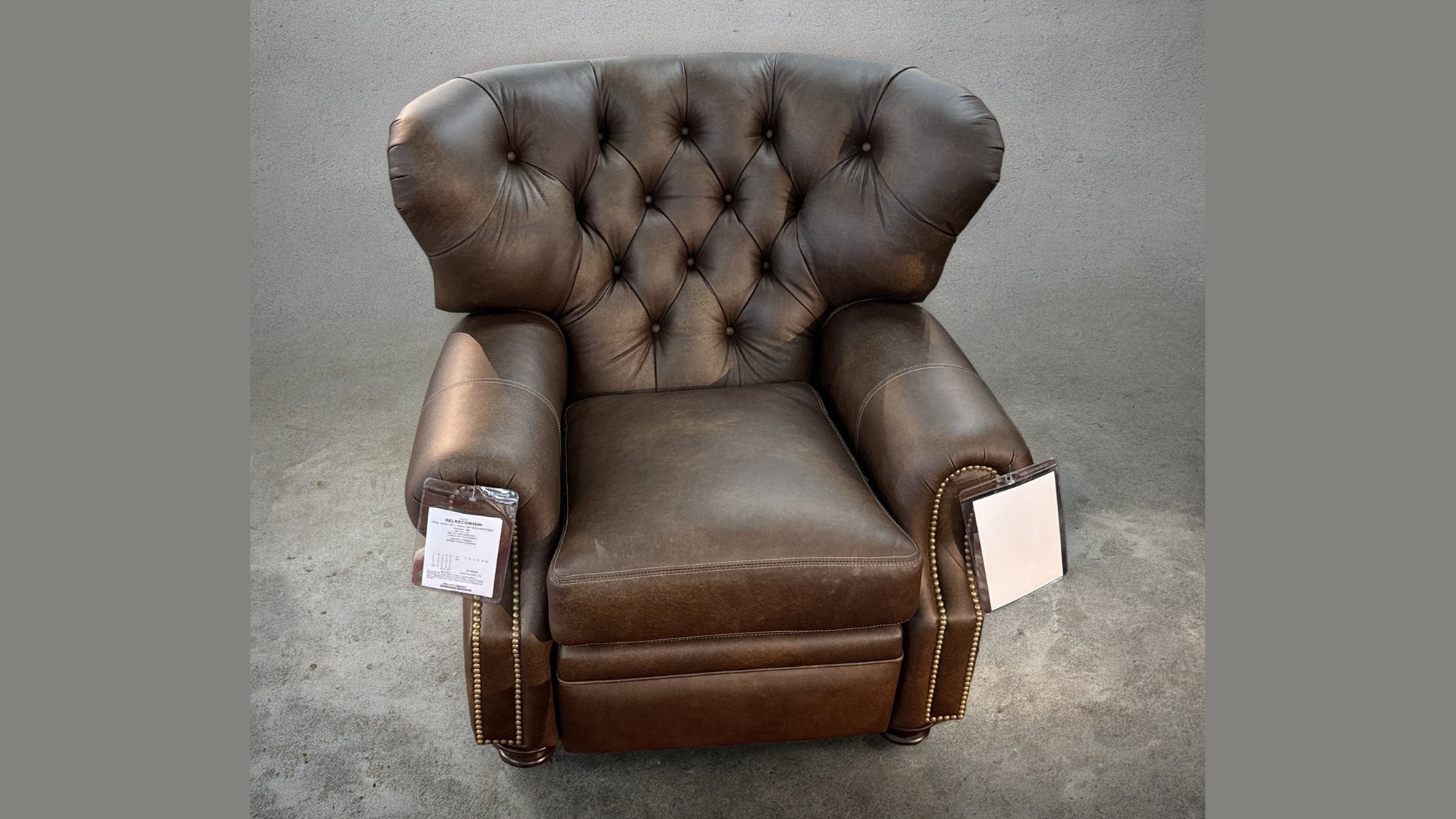 Final Closeout: Bespoke Tufted-Back Leather Recliner