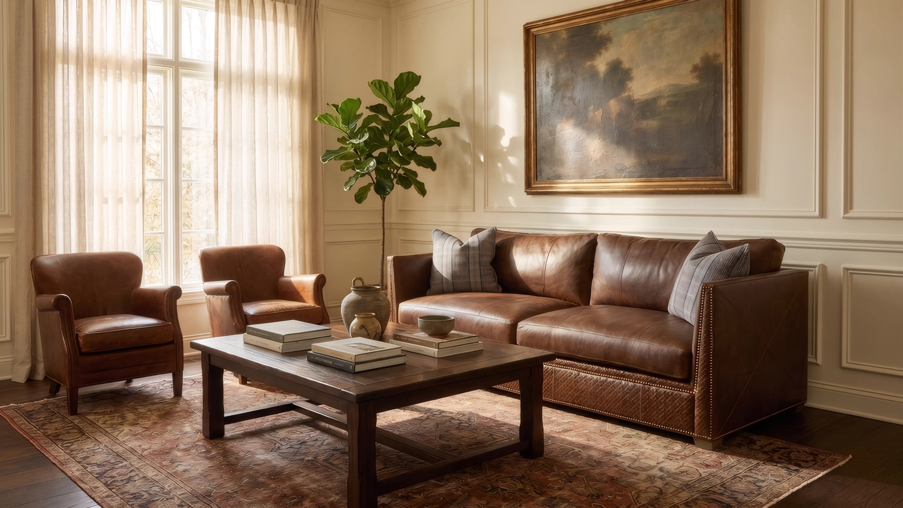 Chesterfield 93" Leather Sofa