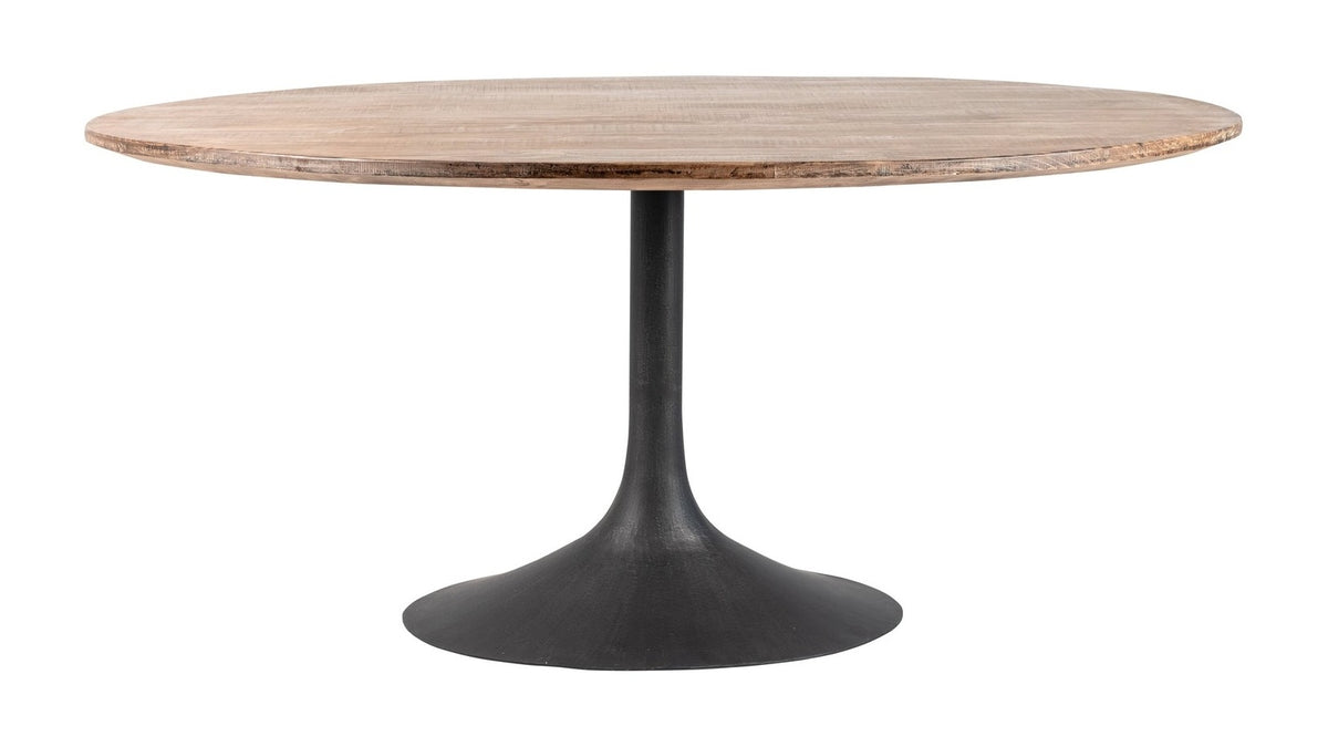 Ida Oval Dining Table w/ Megan Base Iron/Antique Natural