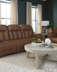 Suitably Reclining Sofa With Overstuffed Pillow Back Design