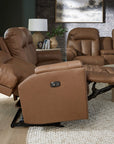 Suitably Reclining Sofa With Overstuffed Pillow Back Design