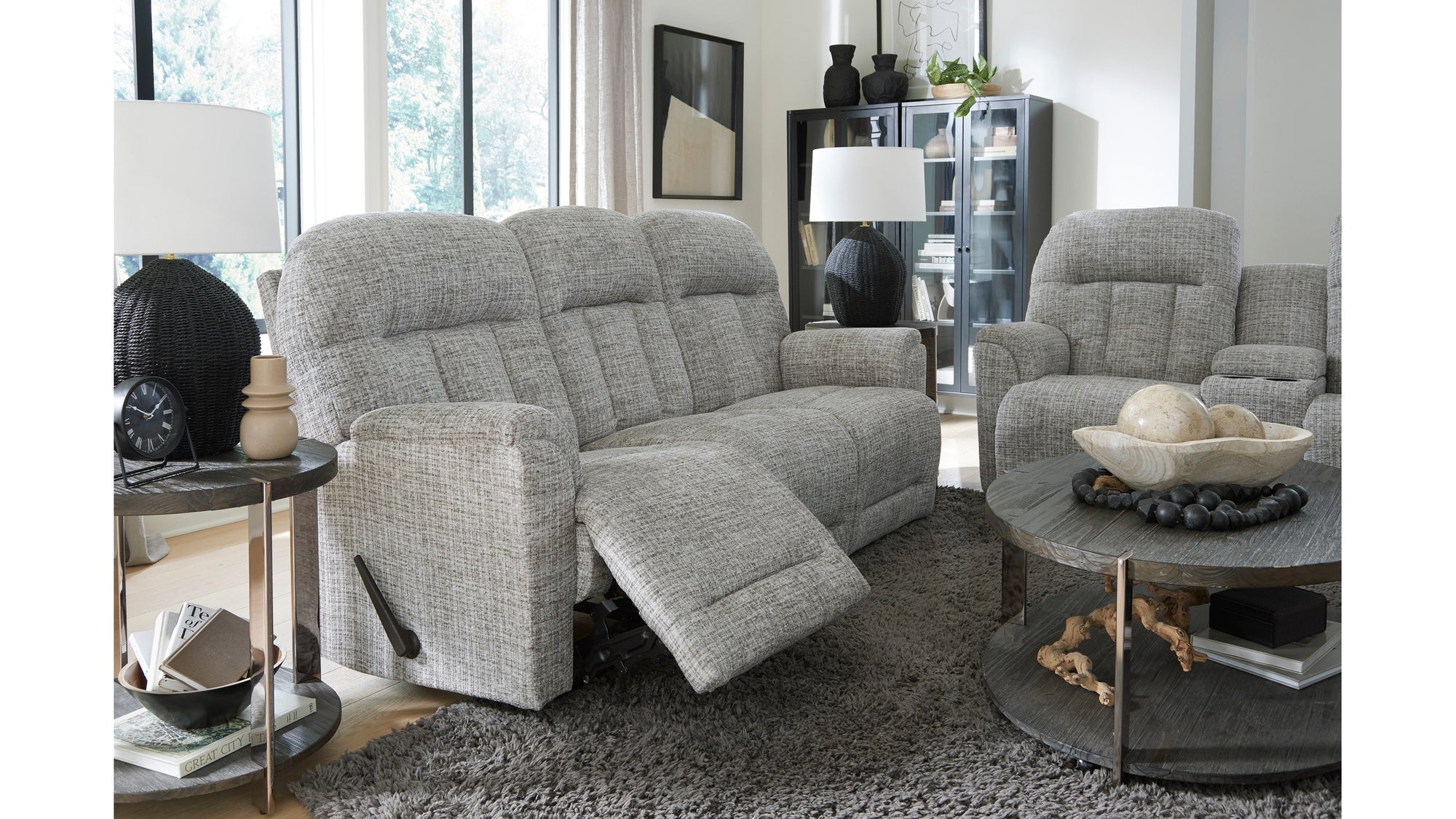 Suitably Reclining Sofa With Overstuffed Pillow Back Design