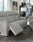 Suitably Reclining Sofa With Overstuffed Pillow Back Design