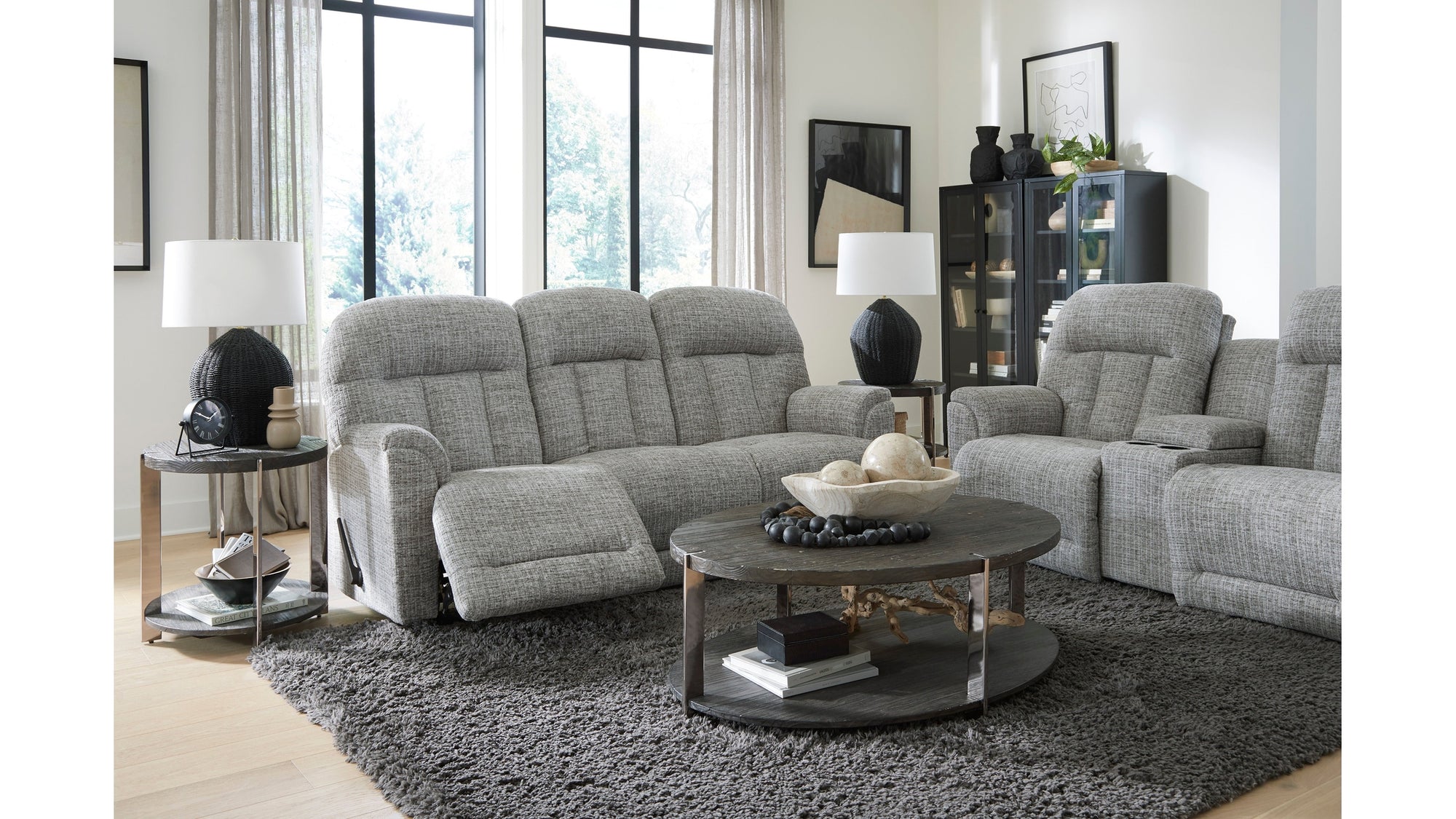 Suitably Reclining Sofa With Overstuffed Pillow Back Design