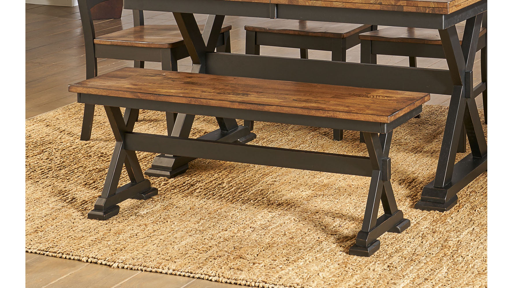 Stormy Ridge Dining Collection Solid Hardwood Bench with Distressed Finish