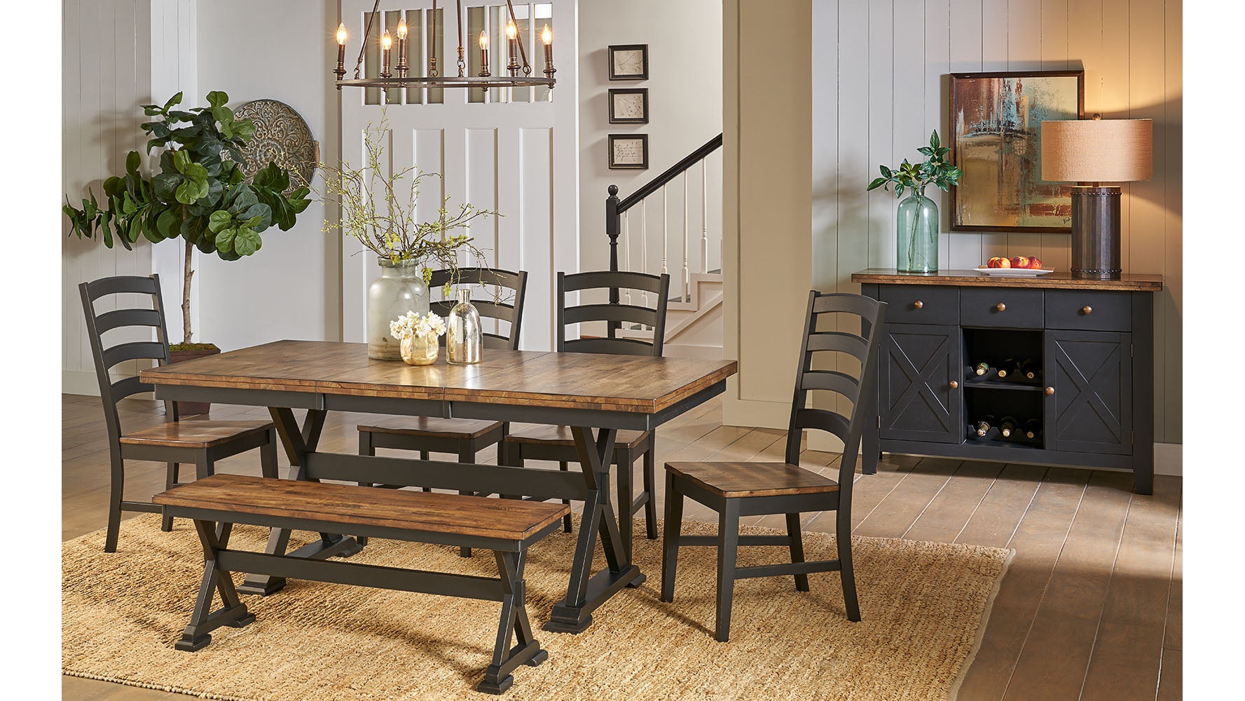 Stormy Ridge Trestle Table with Solid Hardwood Construction