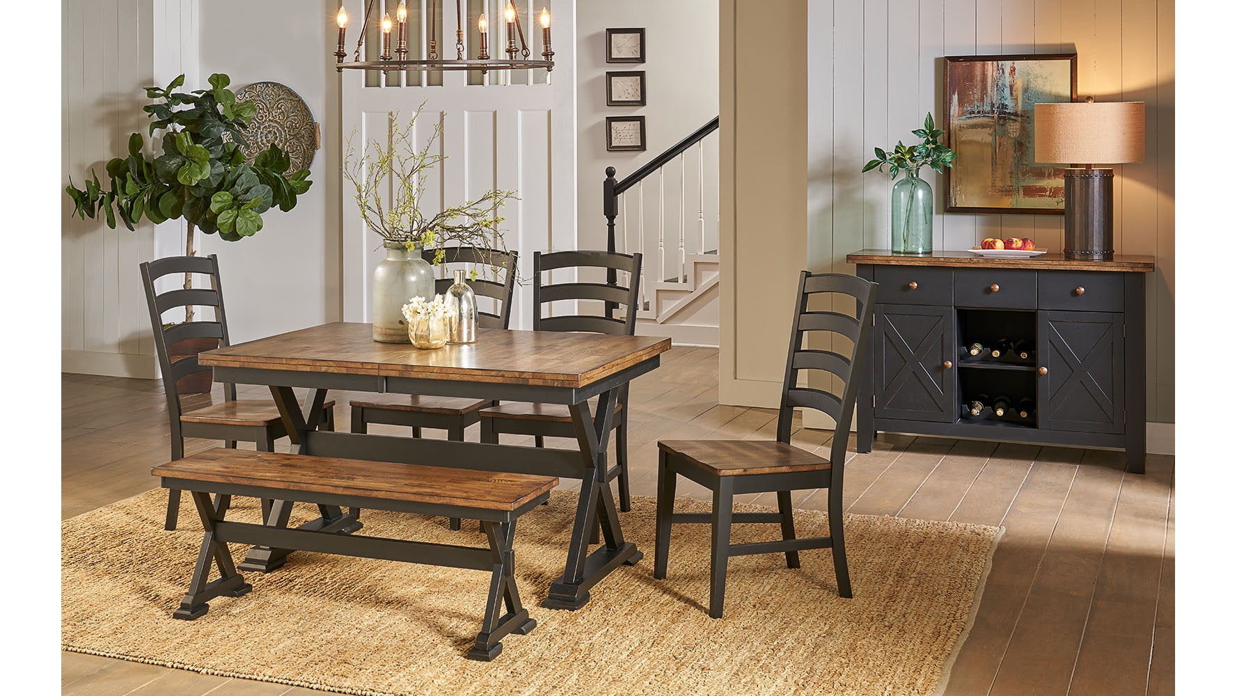 Stormy Ridge Trestle Table with Solid Hardwood Construction