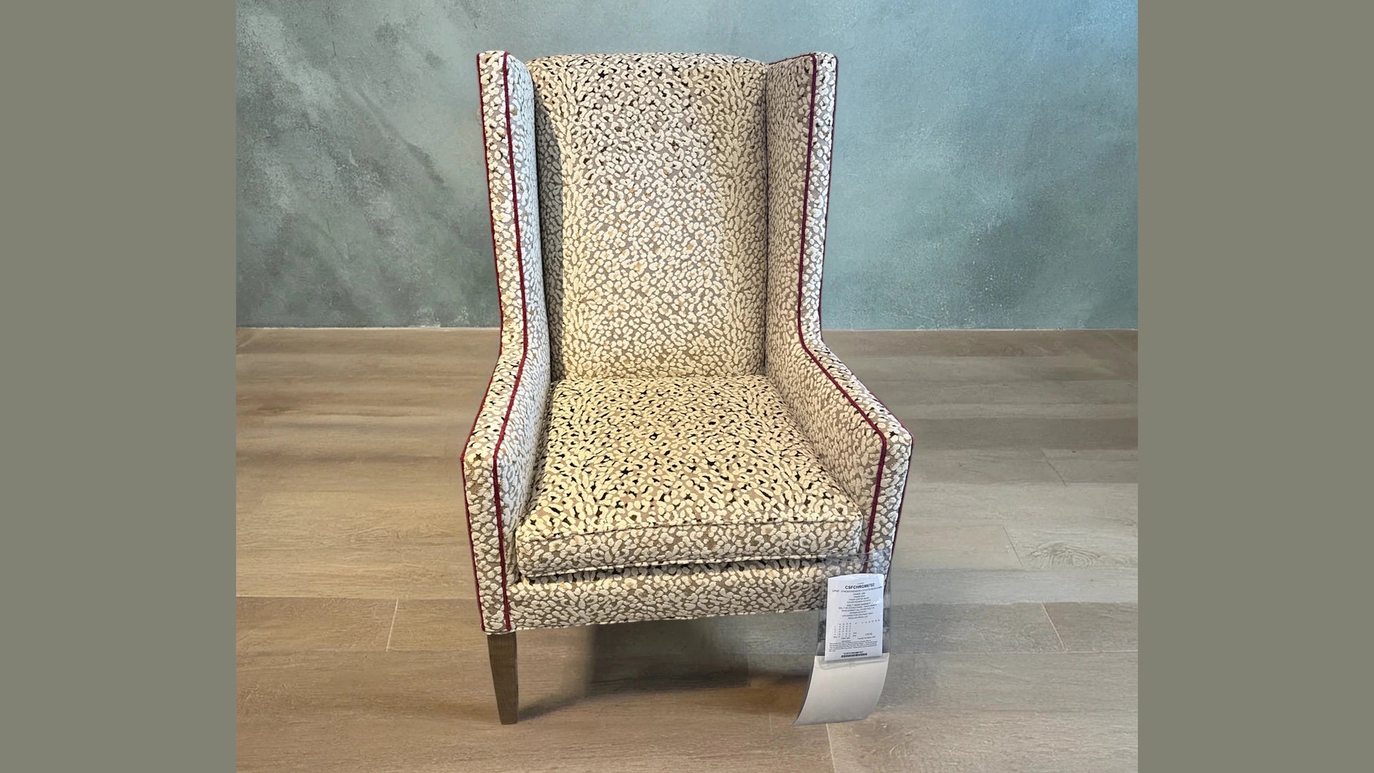 Final Closeout: Custom Wingback Chair Pair with Accent Welt