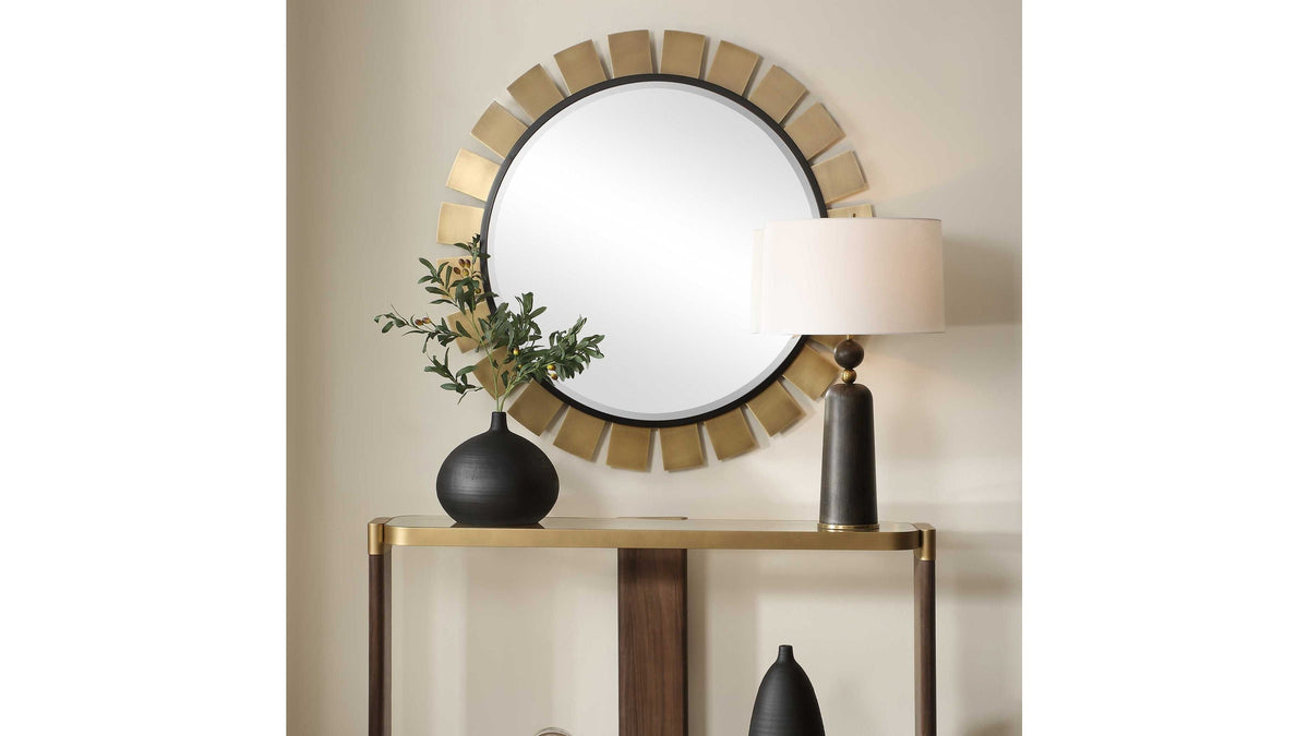 Toluca - Round Mirror - Brass