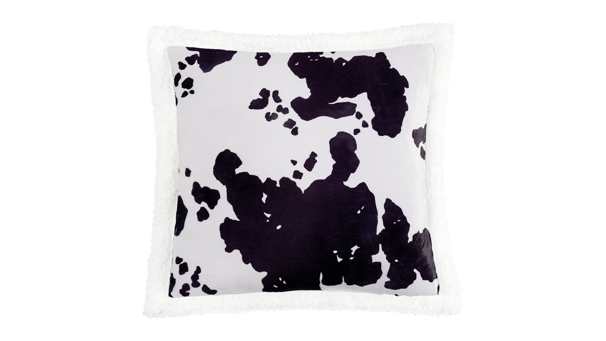 Campfire - Elsa Cowhide Campfire Sherpa Pillow 6 Per Carton - Black