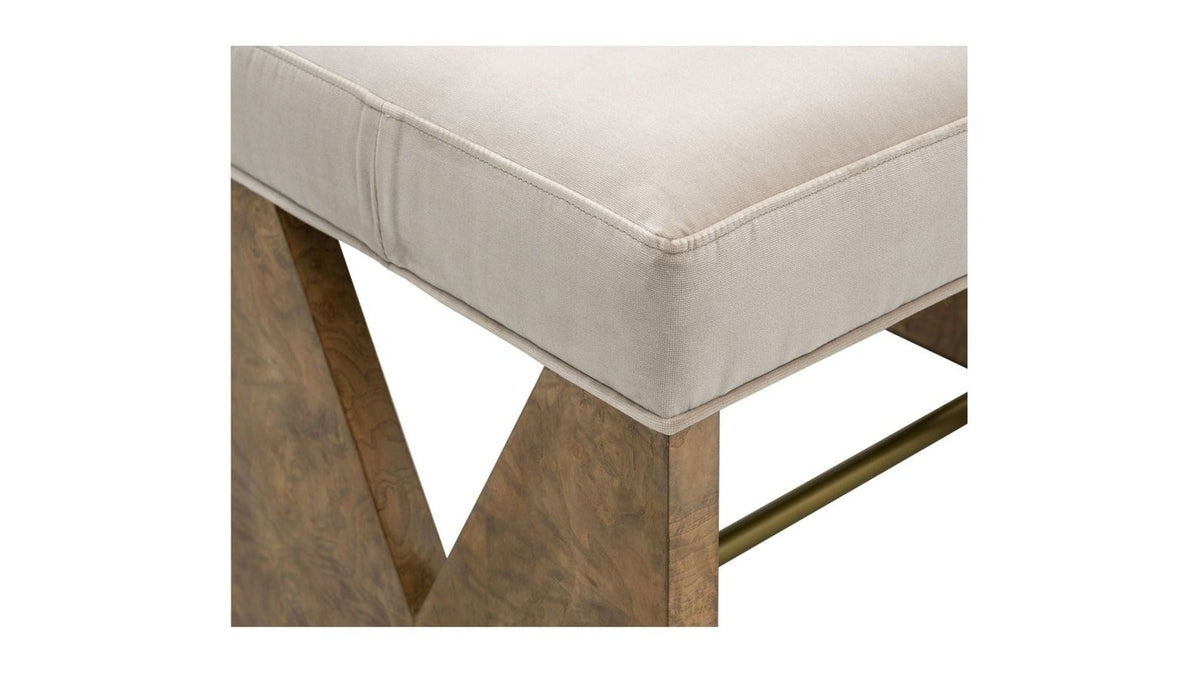 Laurent - Accent Stool - Brown Ash Burl / Gray