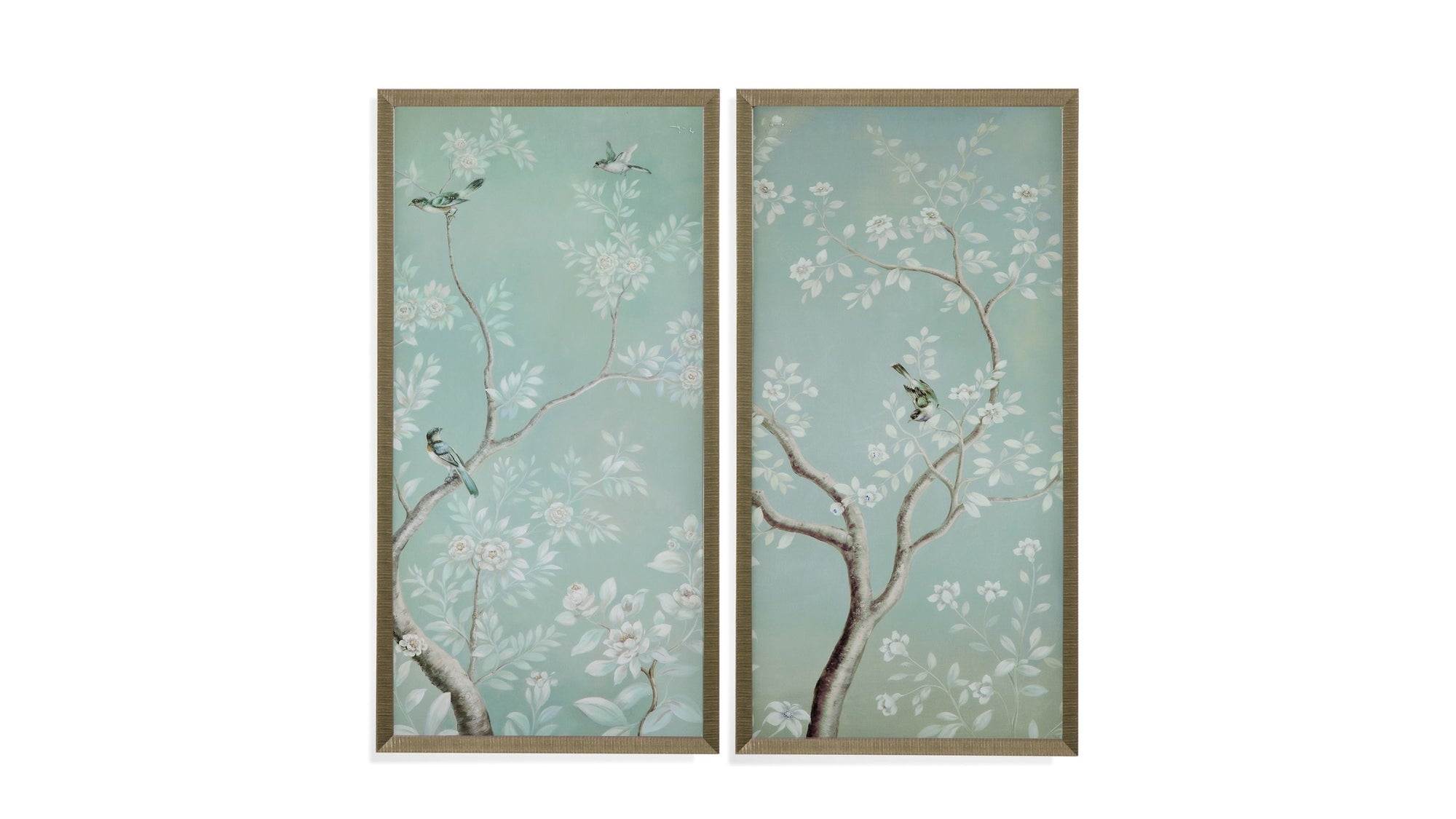 Birds And Flowers II Framed Print - Light Blue