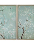 Birds And Flowers I Framed Print - Light Blue