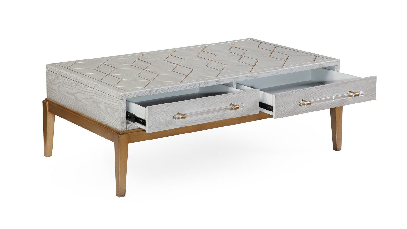 Perrine - Rectangle Cocktail Table - Silver / Gold