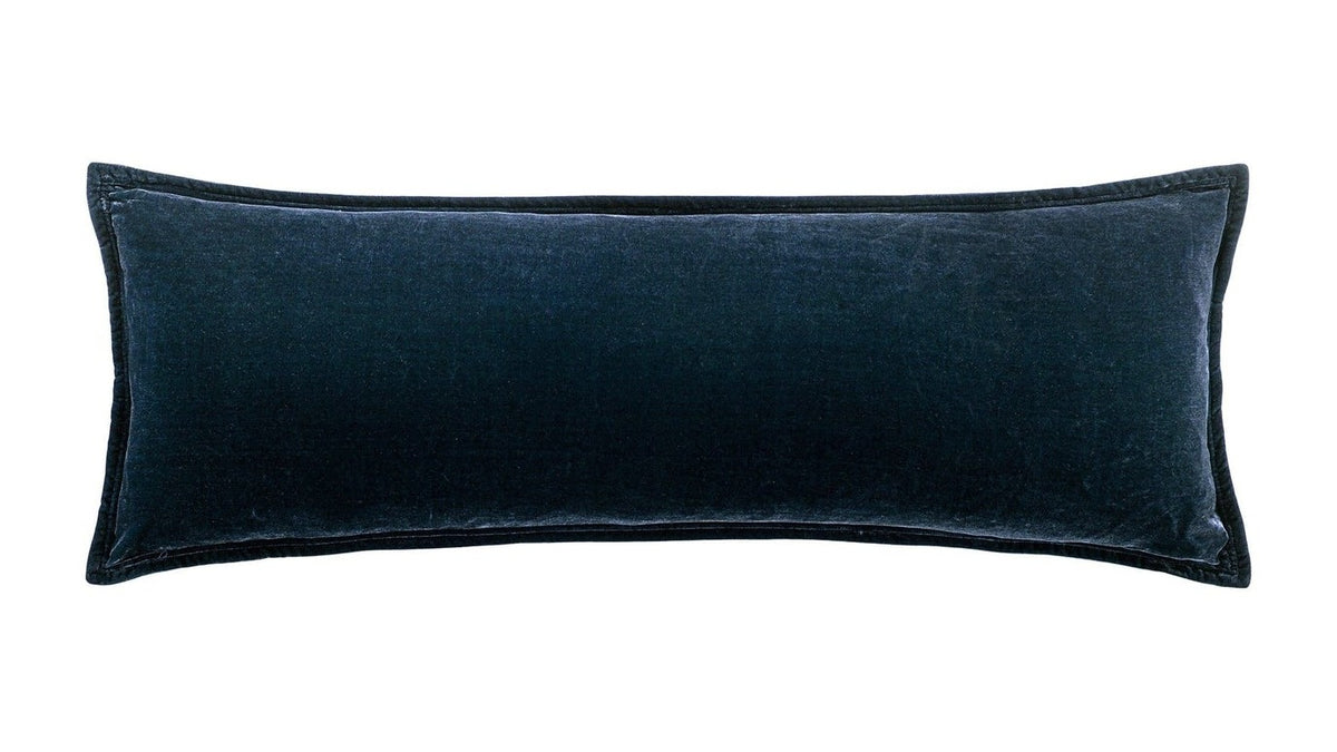 Stella - Faux Silk Velvet Long Lumbar Pillow - Midnight Blue
