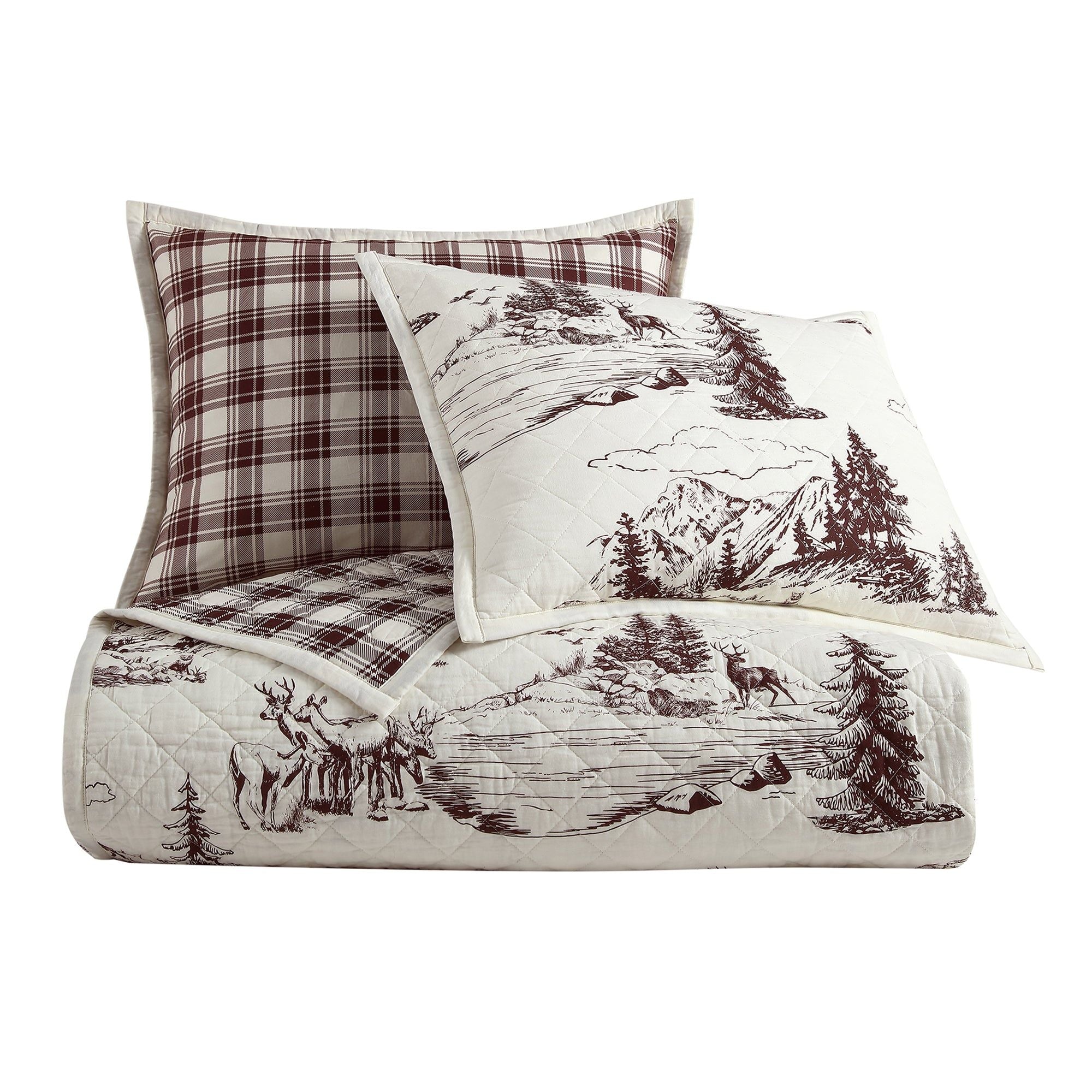 White Pine - King Reversible Quilt Set (Set of 3) - White