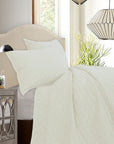 Velvet Diamond - King Quilt Set (Set of 3) - Cream