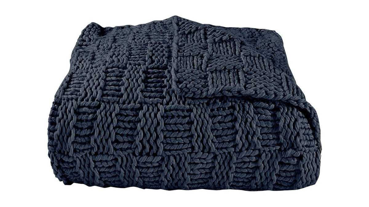 Chess Knit - Throw - Navy