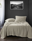 Stonewashed Cotton Waffle Weave - King Coverlet Set (Set of 3) - Light Tan