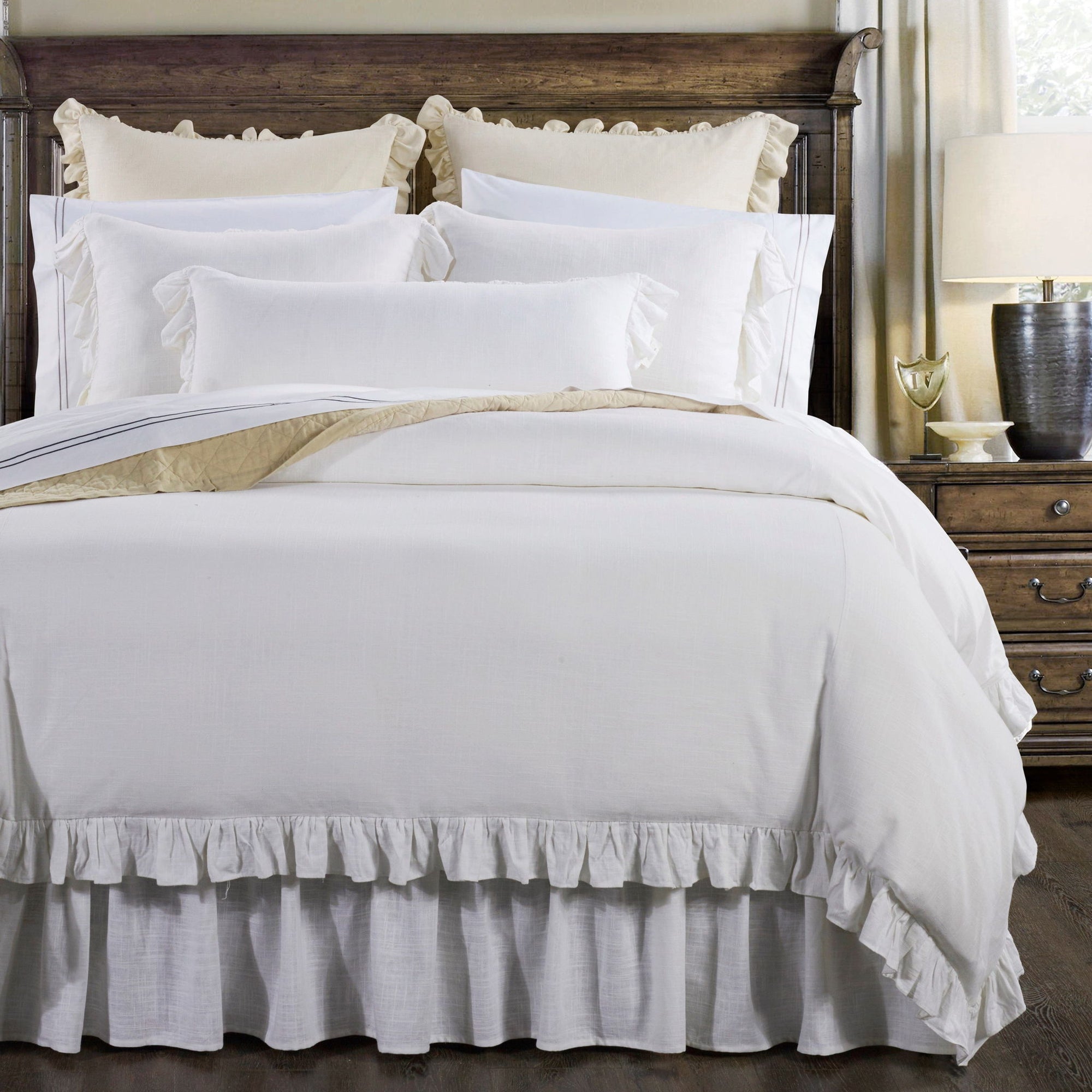 Lily - Queen Washed Linen Comforter Set (Set of 3) - White