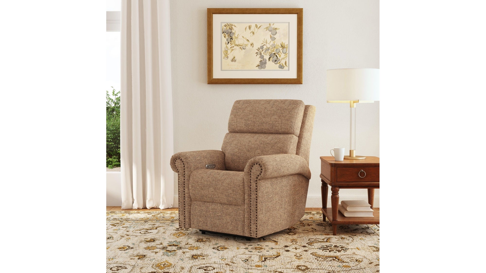 Bernard - Power Recliner With Power Headrest &amp; Lumbar With Nailhed Trim