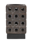 Lattice - Indoor-Outdoor Lantern Candleholder - Brown / Gray