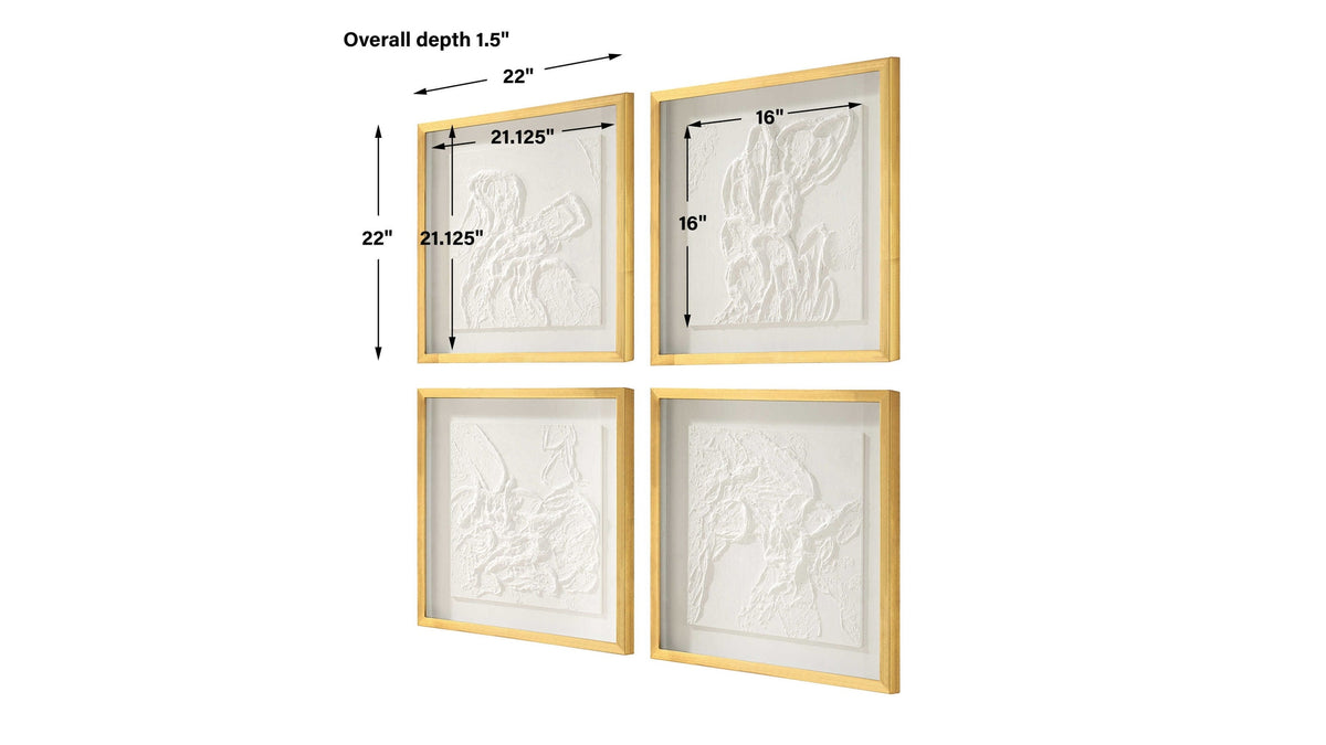 Fourfold - Framed Prints Set of 4 - Gold