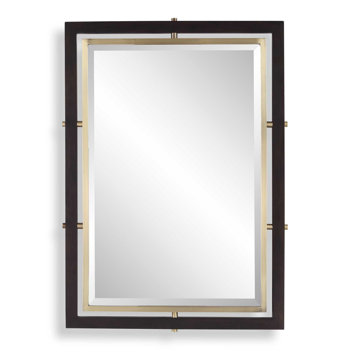 Bach - Rectangle Mirror - Walnut &amp; Brass