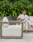 Remsen - Outdoor Lounge Chair - Dark Gray / White