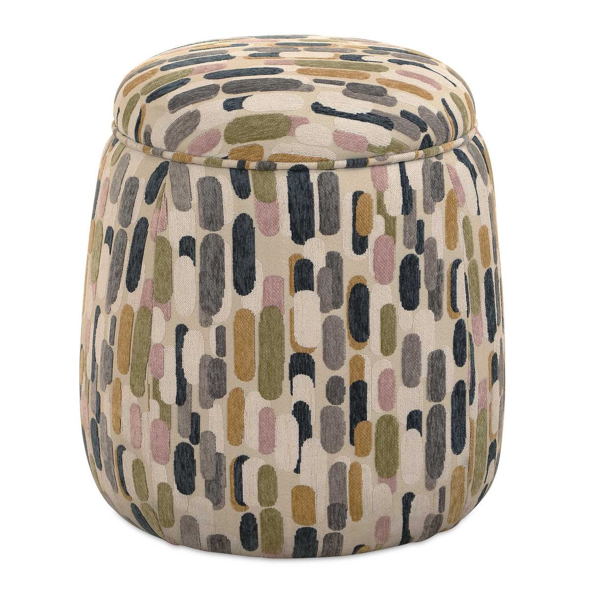 Arem - Upholstered Multi-Color Ottoman - Gray / Pink / White / Yellow
