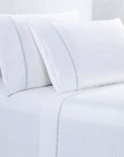 Laurel Sheet - Twin 350TC Laurel Embroidered Border Sheet Set (Set of 3) - Light Blue