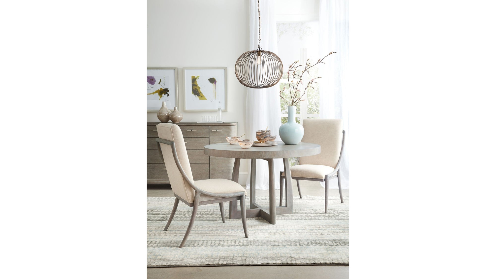 Affinity - 48" Round Pedestal Dining Table With 1-18" Leaf - Dark Gray