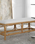 Laguna - Fabric Rattan Bench - White